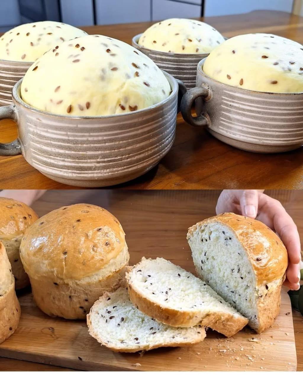 Bread made with flaxseeds at home.