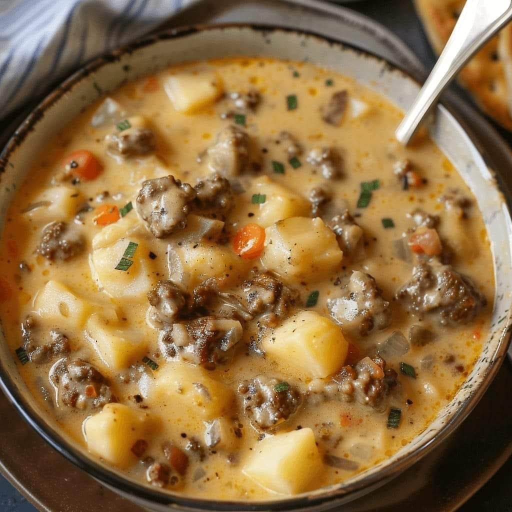 Crockpot Creamy Potato & Hamburger Soup Recipe: Comfort in a Bowl