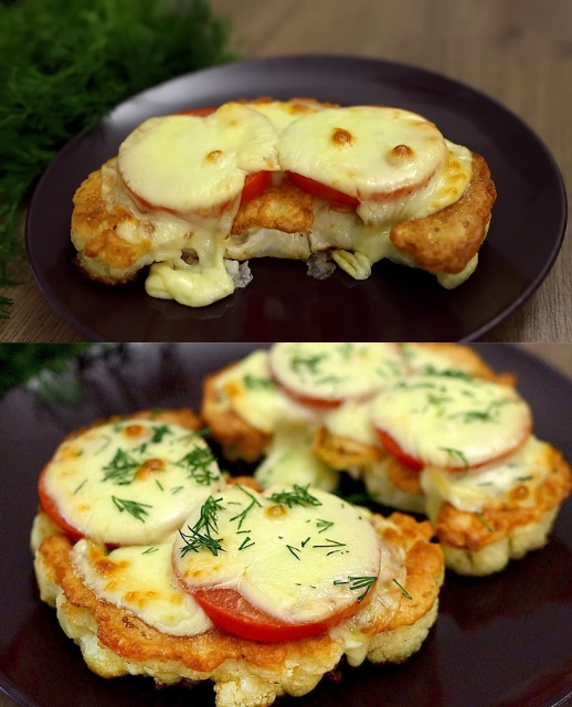 Baked Cauliflower with Tomatoes and Mozzarella