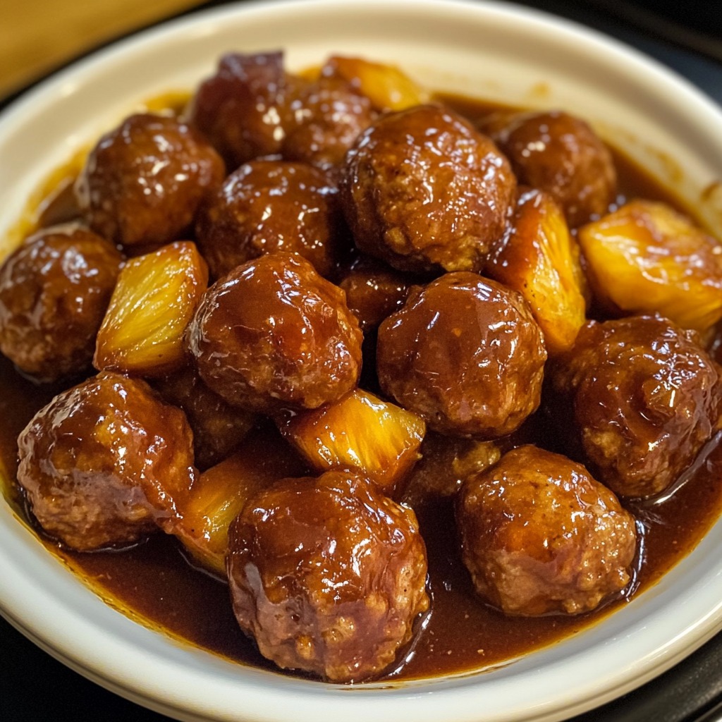 Slow Cooker Pineapple Barbecue Meatballs