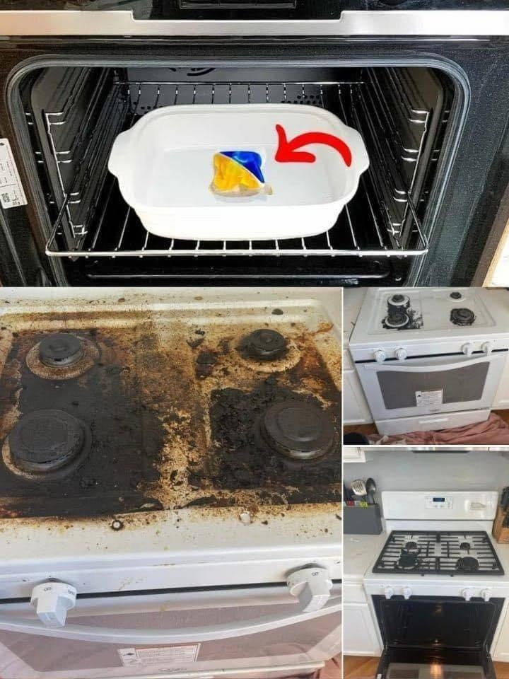 The trick to cleaning the oven “effortlessly”. Even the burned fat disappears