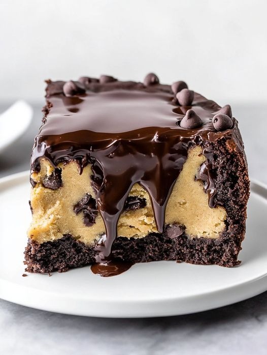 Brownie cake with biscuit dough