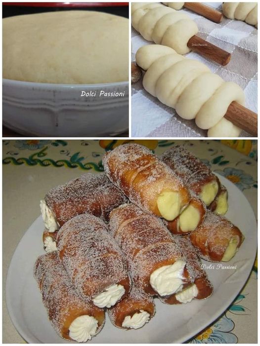 Pastry bags filled with custard and ricotta