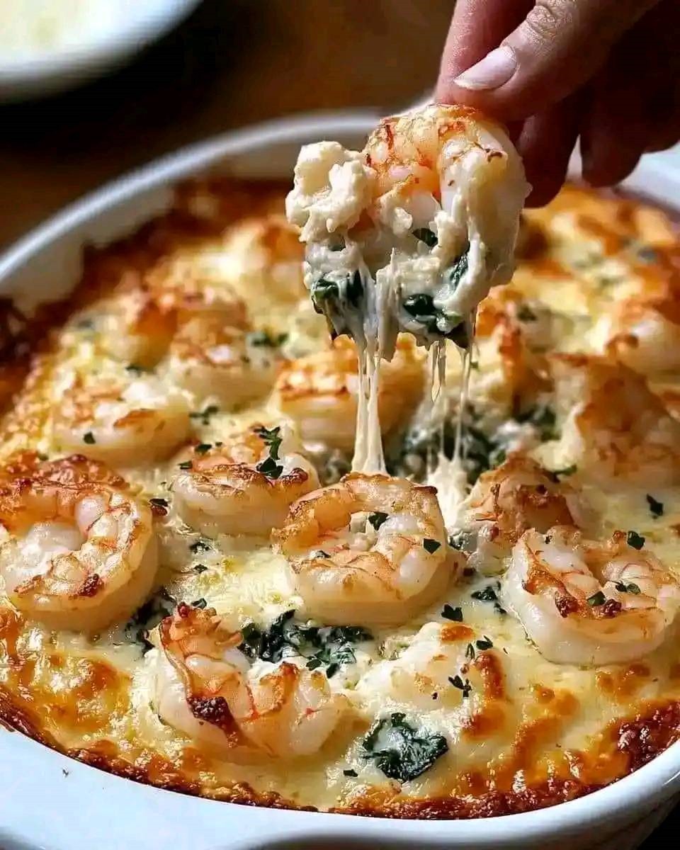 Rich and Creamy Shrimp and Crab Spinach Dip with Garlic and Parmesan