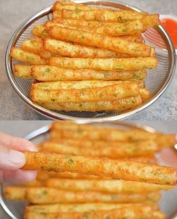 Instructions for preparing a Cheesy Potato Sticks appetizer, guaranteed delicious and easy.