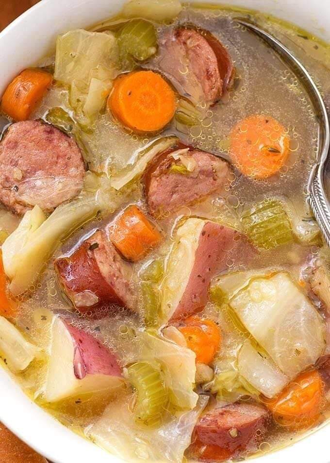 Kielbasa Cabbage Potato Soup