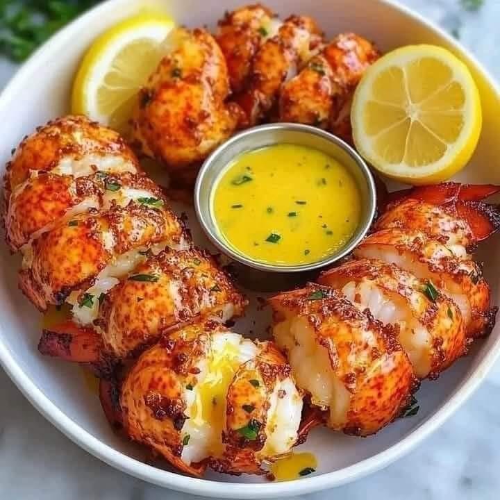 WOULD YOU EAT THESE LOBSTER BITES WITH GARLIC BUTTER SAUCE