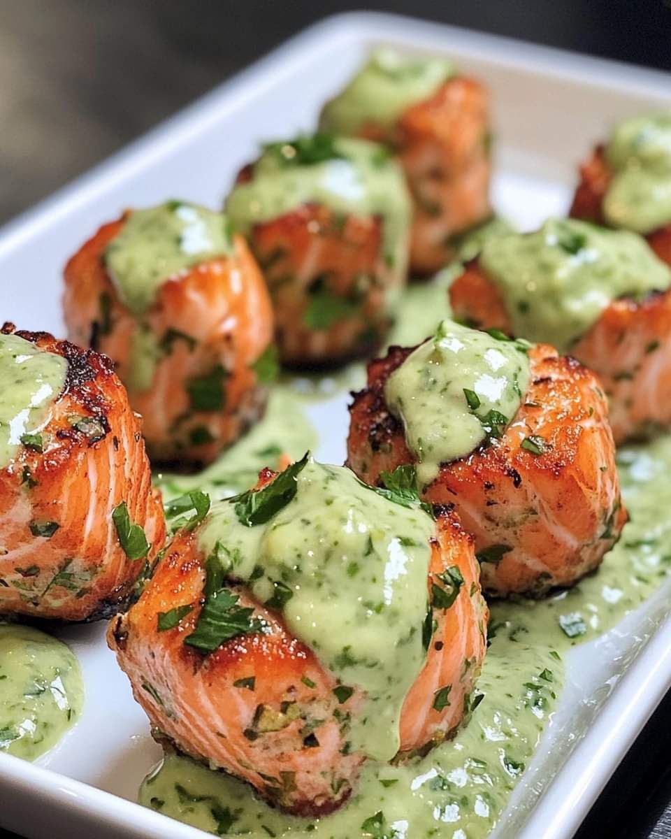 Baked Salmon Meatballs with Creamy Avocado Sauce