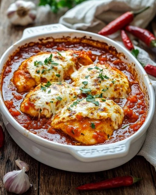 Chicken Gratinated with Mozzarella and Baked Tomato: A Comforting and Fragrant Dish