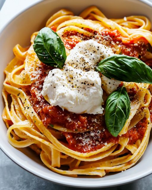 Linguine with Confit Tomatoes & Creamy Burrata: A Mediterranean Delight by Hélène Darroze