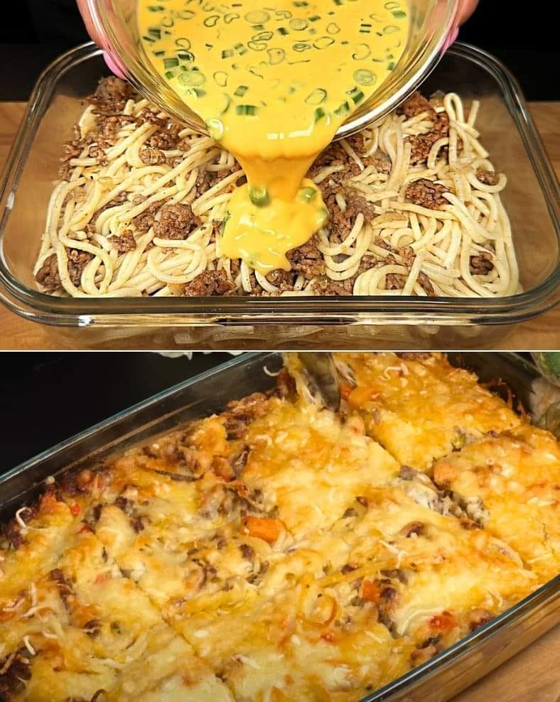 Baked Spaghetti with Minced Meat and Cheese