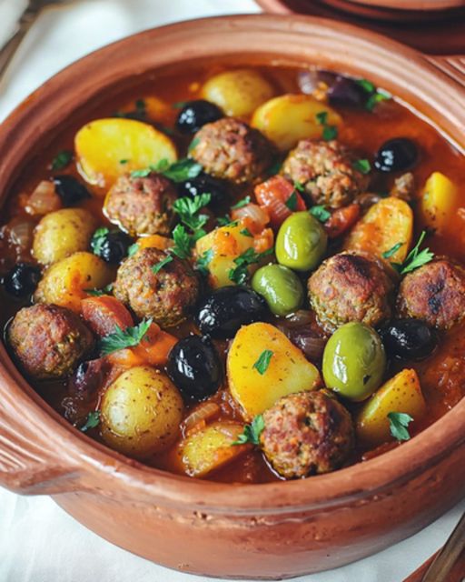 Meatball Tagine with Potatoes and Olives