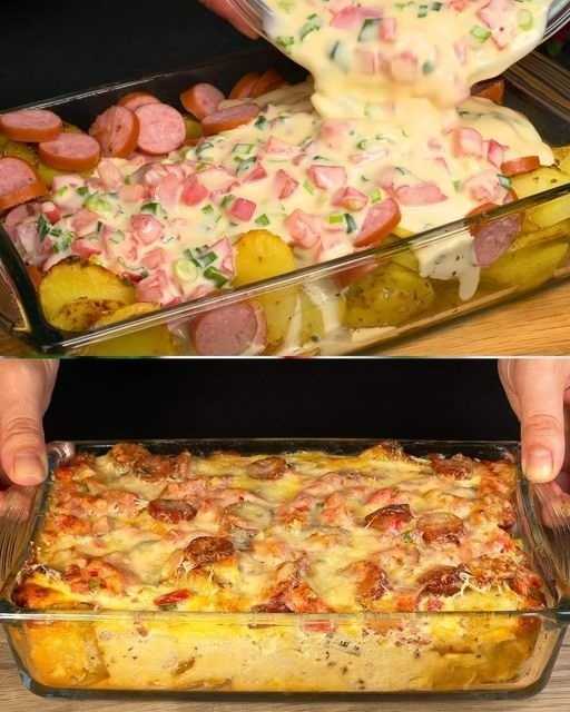 Potato and Sausage Bake with Sour Cream Sauce