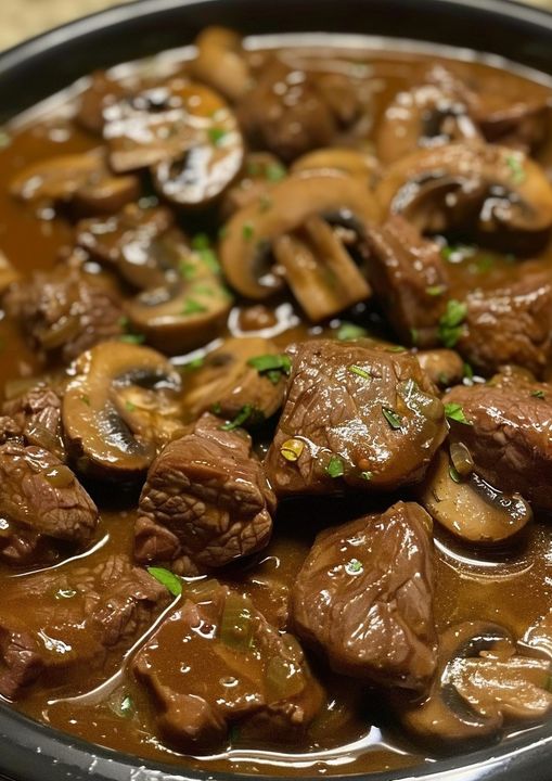 Beef Tips with Mushrooms (Slow Cooker or Instant Pot)