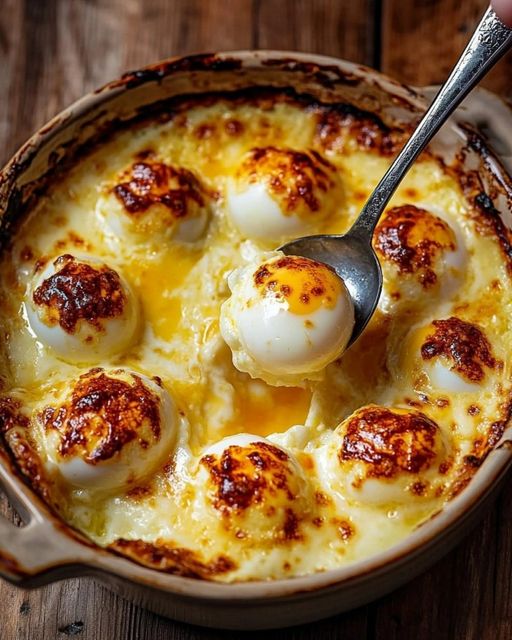 Hard boiled eggs au gratin with Béchamel