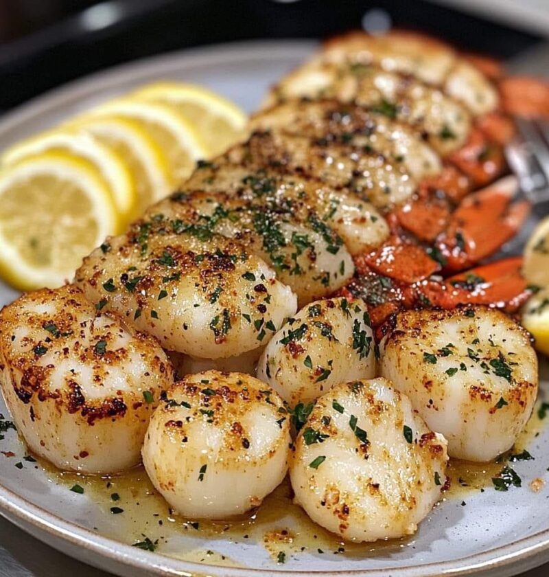 GARLIC BUTTER LOBSTER AND SCALLOPS