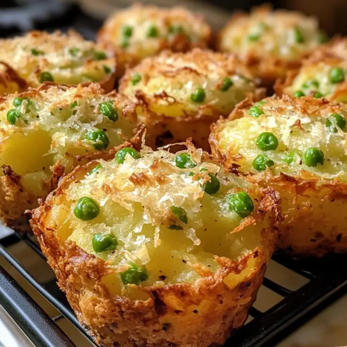 Crispy Parmesan Pea Potato Muffins