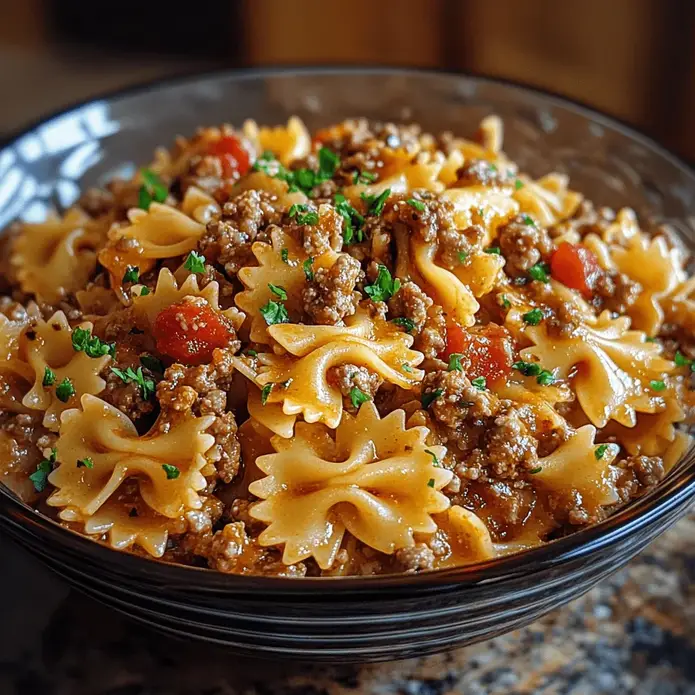 Bowtie Pasta with Ground Beef