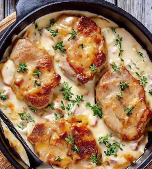 Smothered Pork Chop and Scalloped Potato Casserole