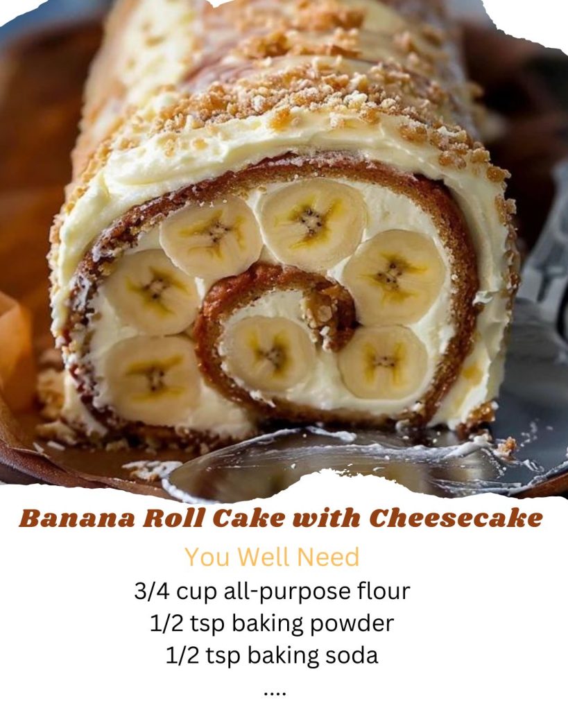 Banana Roll Cake with Cheesecake Filling