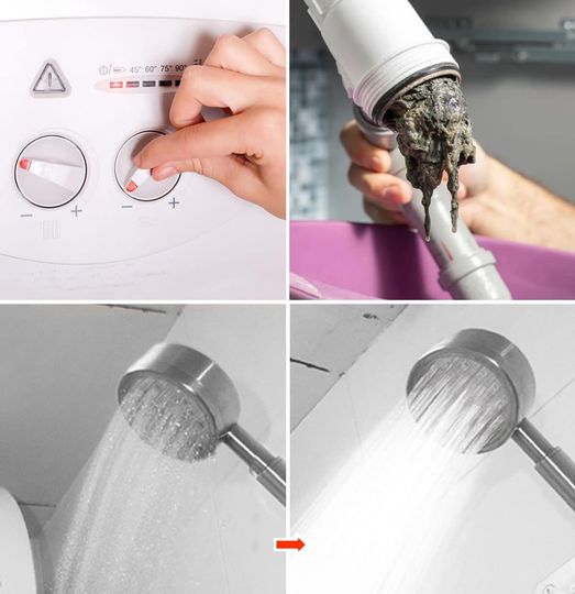 Powerful makeup to eliminate limescale and encrustations from the boiler and hot water pipes