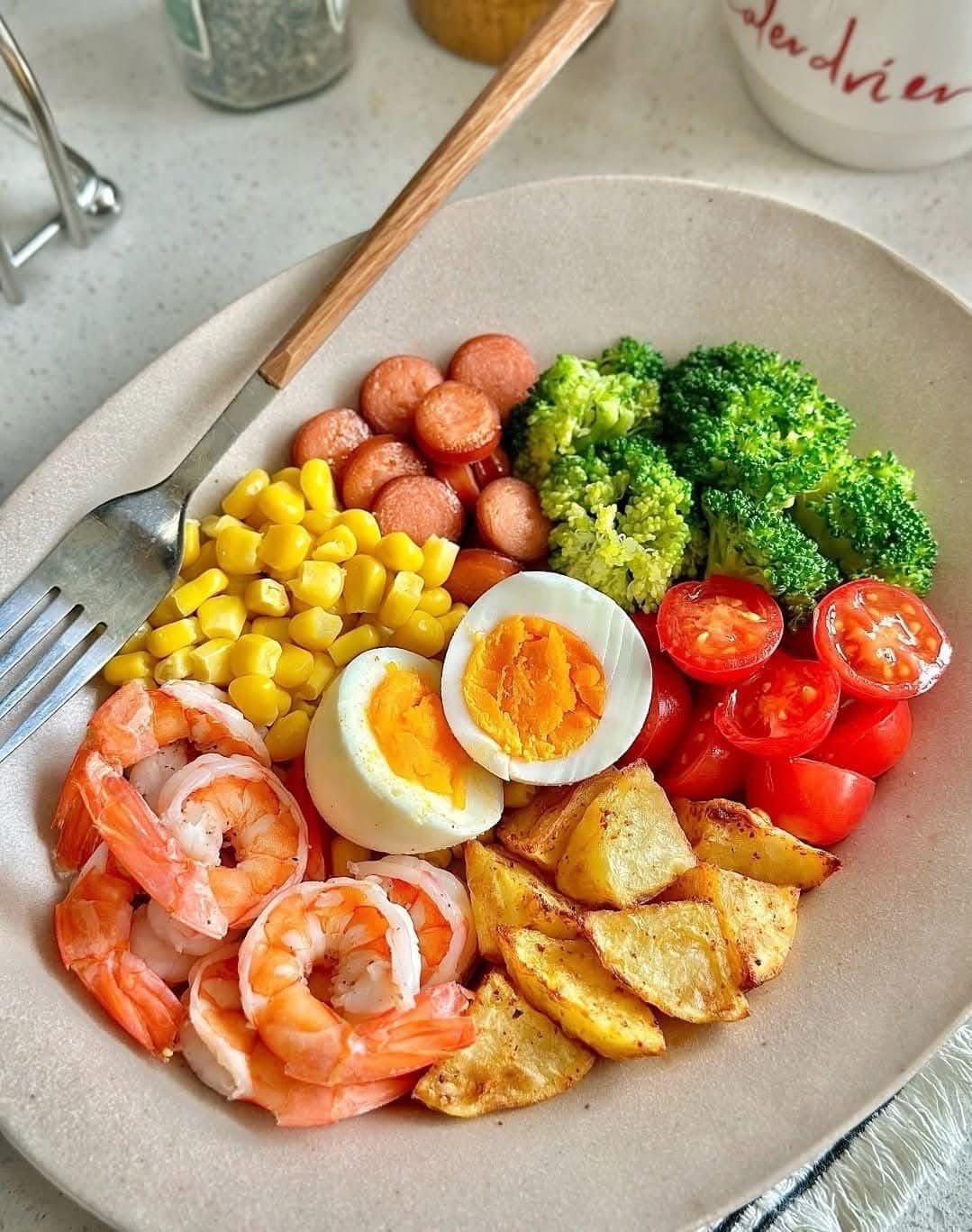 Shrimp, Veggie, and Egg Bowl