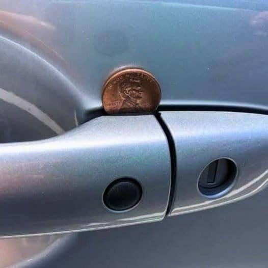 What does it mean if you find a penny in your car door handle?