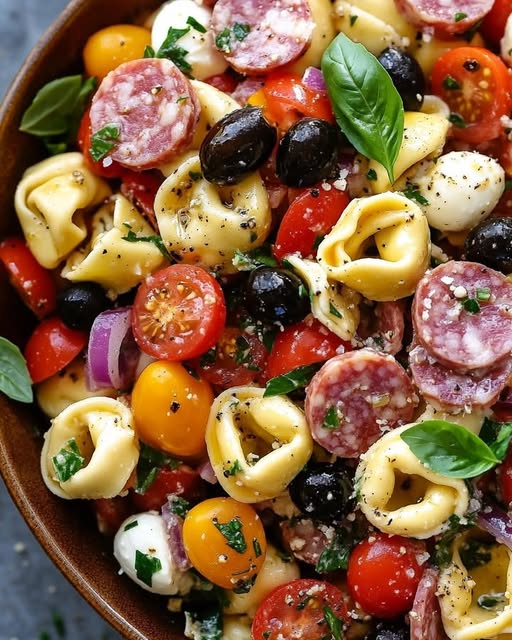 Salami-Mozzarella Tortellini Pasta Salad