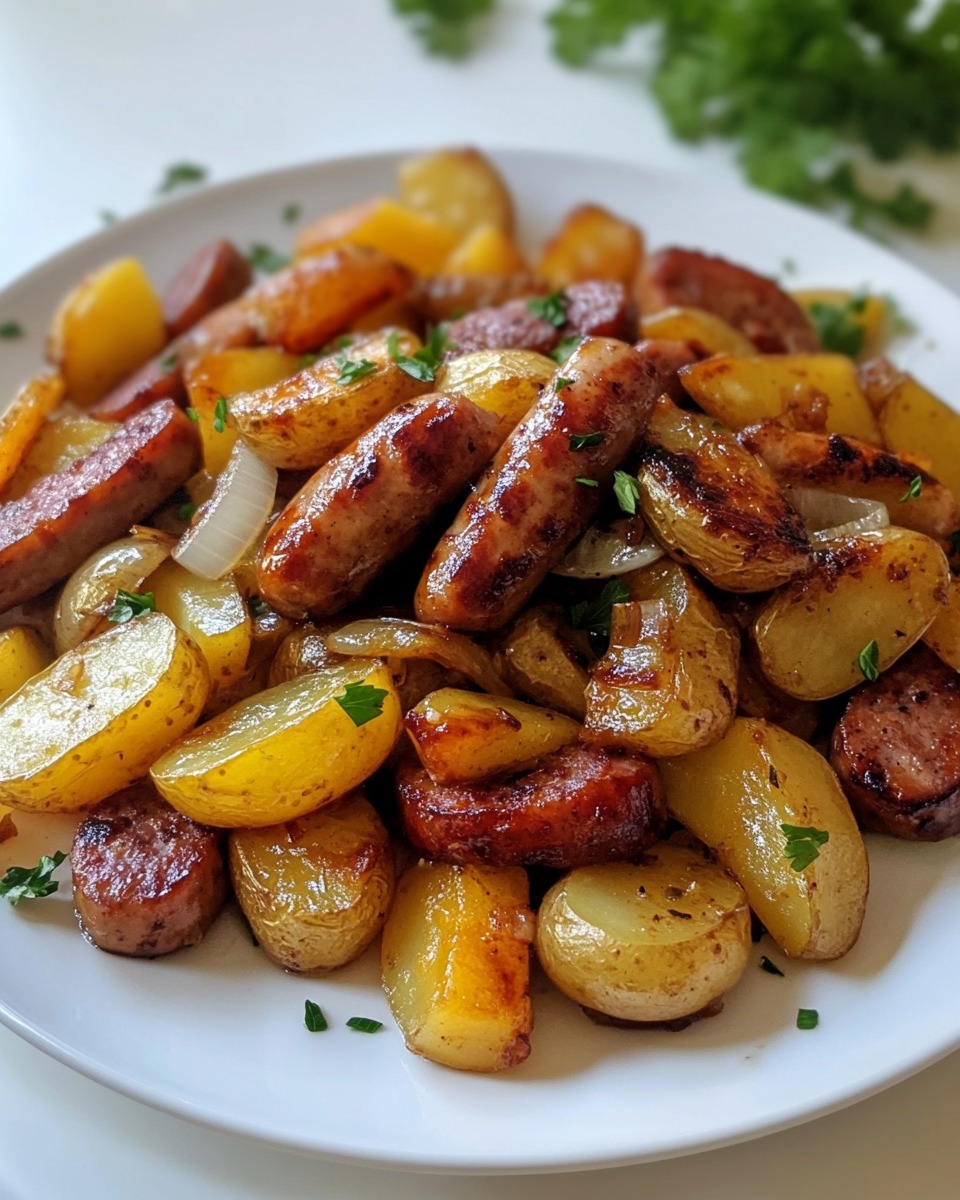 WOULD YOU EAT THIS FRIED POTATOES AND ONIONS WITH SMOKED POLISH SAUSAGE