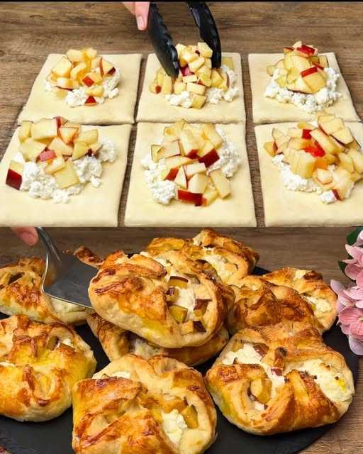 Apple and Cottage Cheese Puff Pastry Pockets