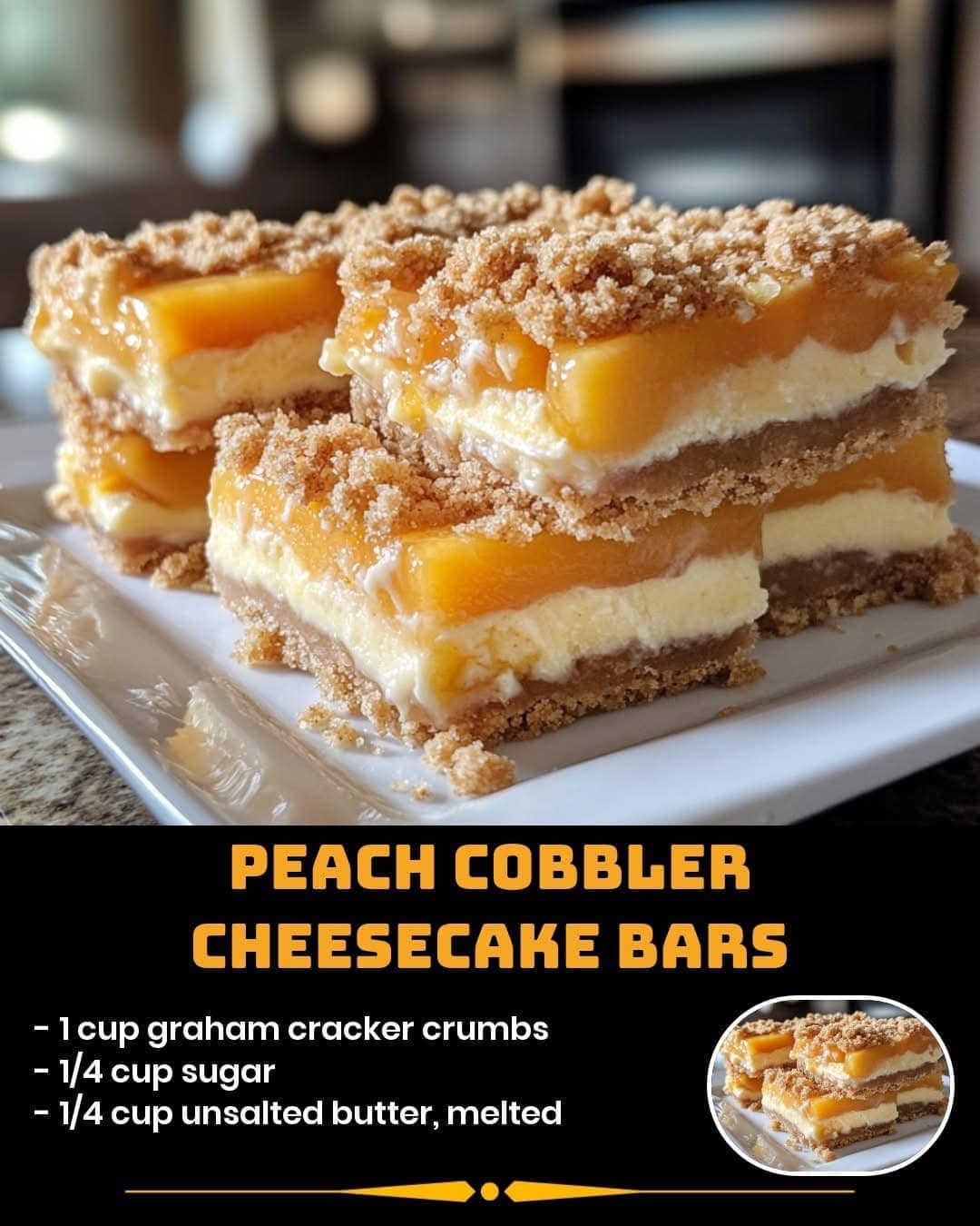 Peach Cobbler Cheesecake Bars Recipe