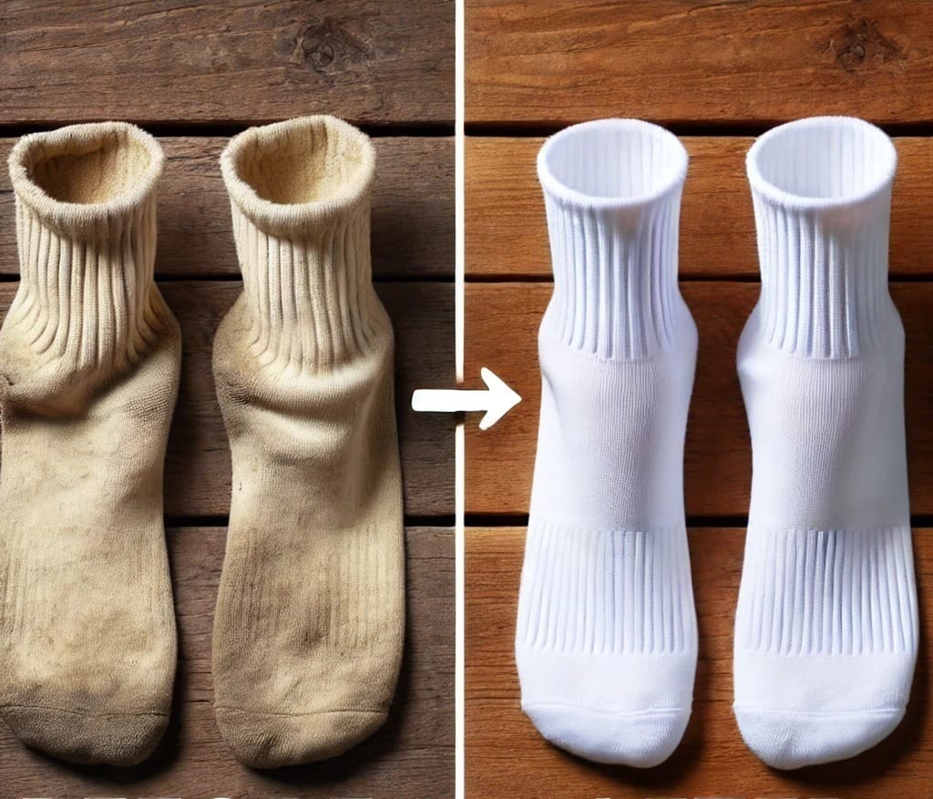 Super white and streak-free socks: The trick is: no bleaching!