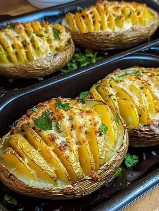 Jacket potatoes, also known as baked potatoes