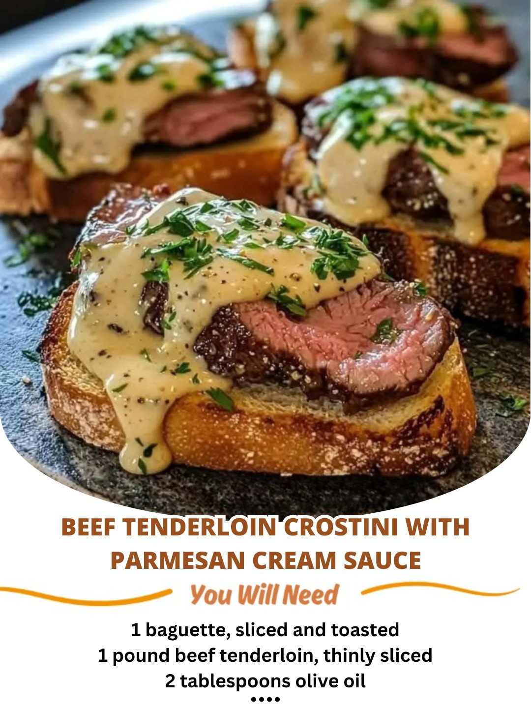 Beef Tenderloin Crostini with Parmesan Cream Sauce: An Elegant Appetizer for Any Occasion!