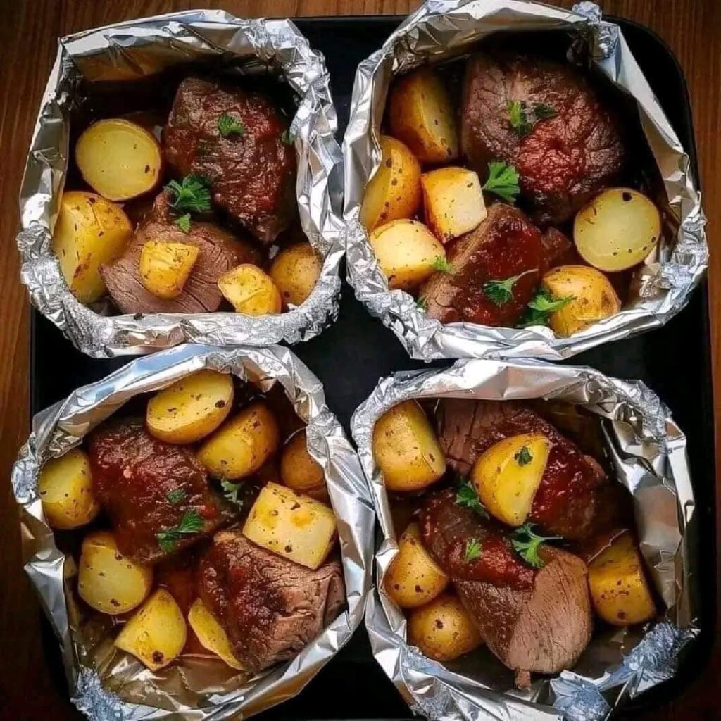 Garlic Butter Steak and Potato Foil Packets