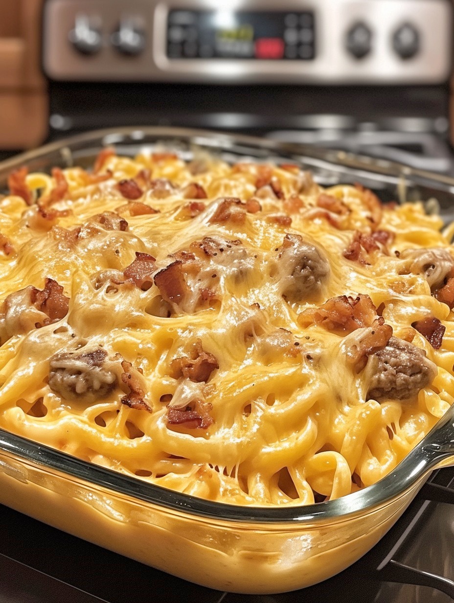 Loaded Bacon Cheeseburger Alfredo Pasta