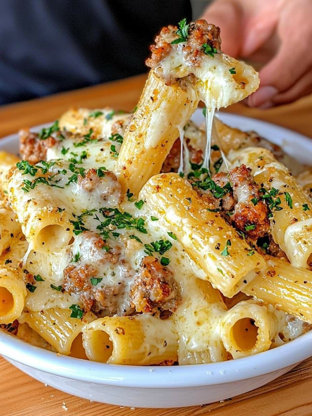 Garlic Sausage Alfredo Rigatoni