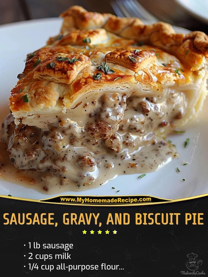 Sausage, Gravy, and Biscuit Pie