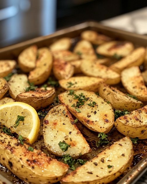 Baked Lemon Greek Potato Wedges