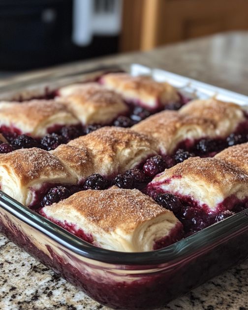 Cheesecake Crescent Rolls Casserole with Berry Compote