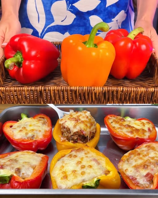 The best stuffed peppers I’ve ever eaten! Simple and delicious oven recipe