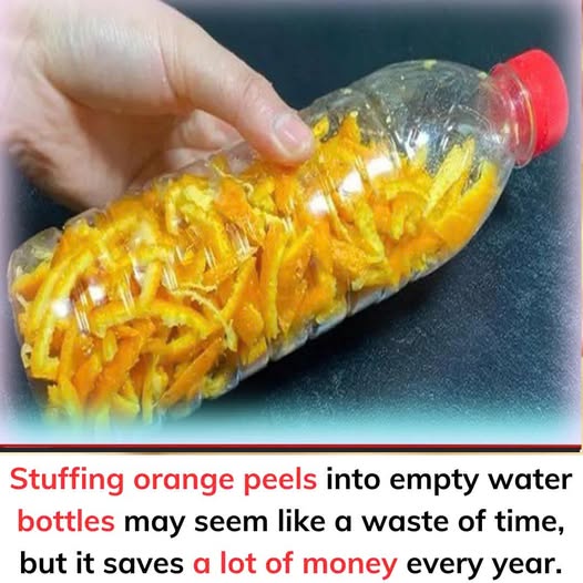 Stuffing orange peels into empty water