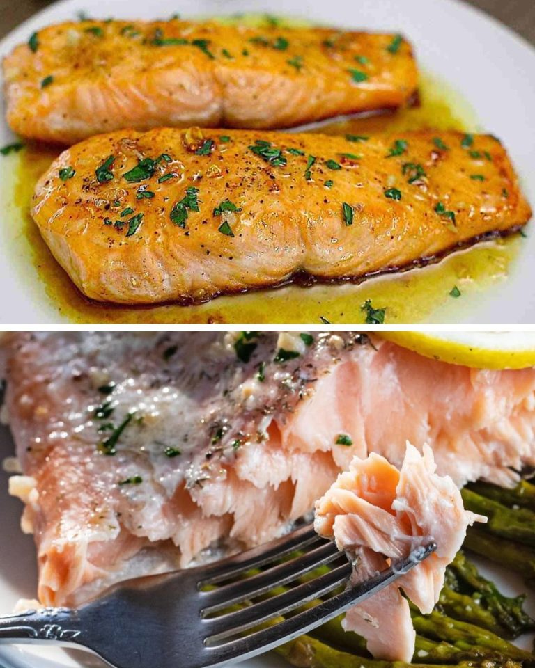 Salmon with lemon-garlic butter