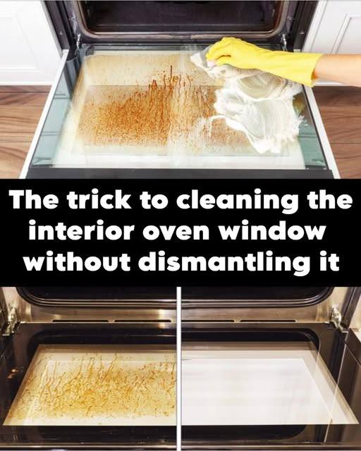 The trick to cleaning the interior glass of the oven without removing it