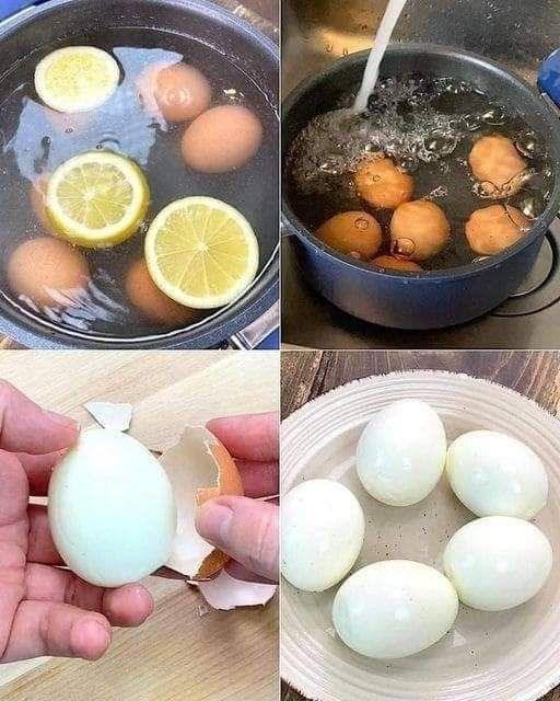 Tip: Add the lemon juice while the eggs are boiling.