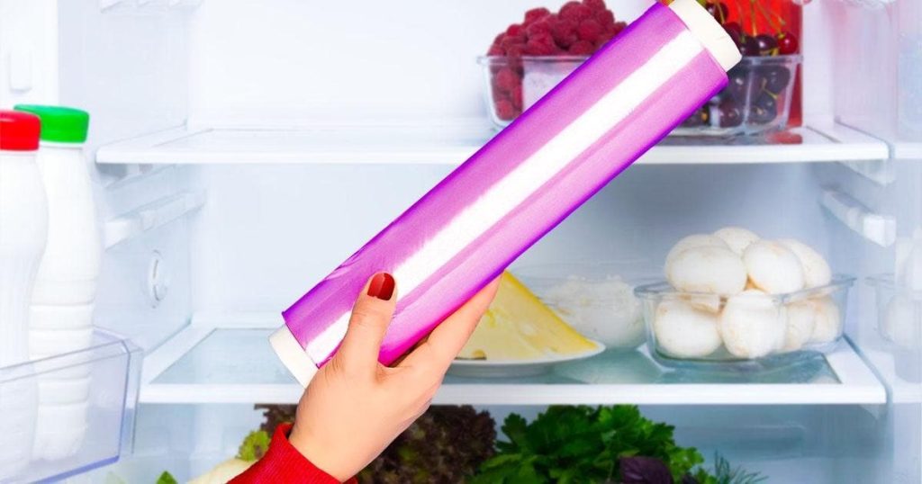 Clean your fridge in seconds with the magic cling film trick