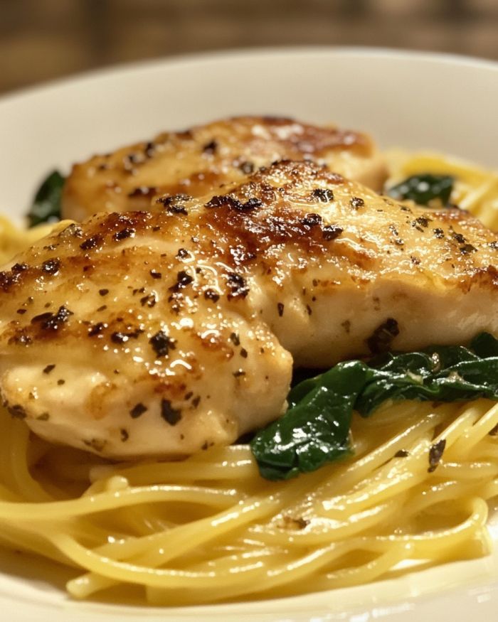 Lemon Chicken Scallopini with Spinach