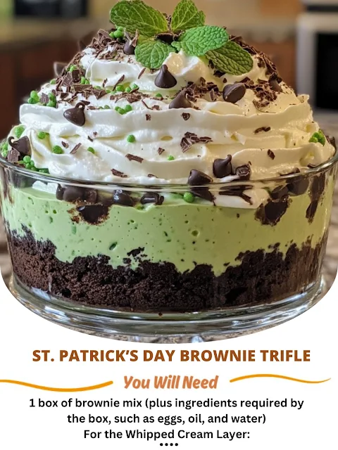 St. Patrick’s Day Brownie Trifle