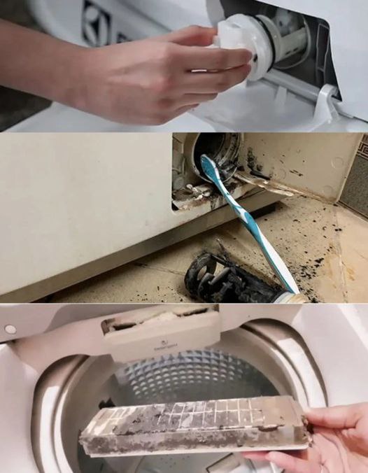 If you press this hidden switch on the washing machine, all the dirty water drains out immediately