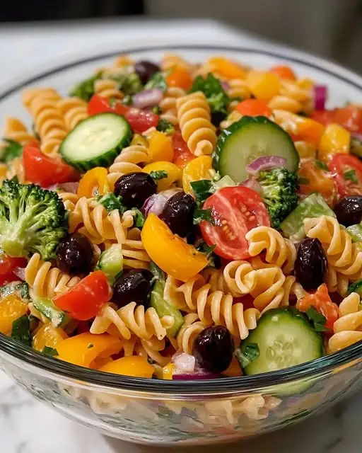 Mediterranean Rainbow Pasta Salad recipe